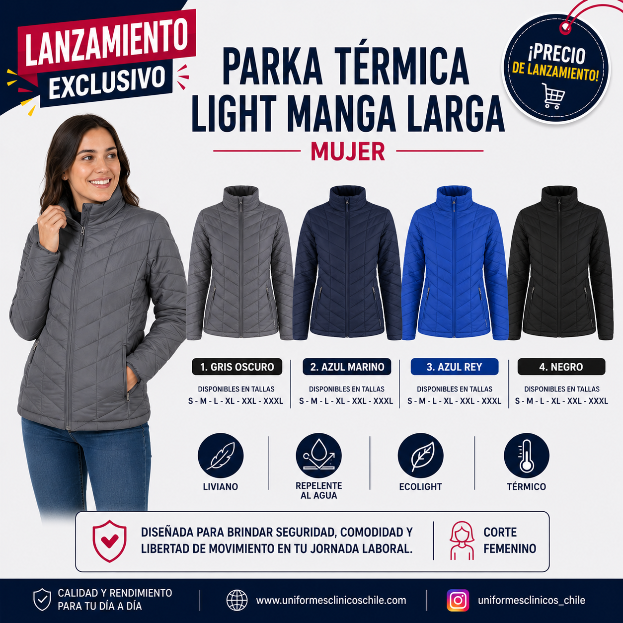 Parka Térmica Ligth Manga Larga Mujer