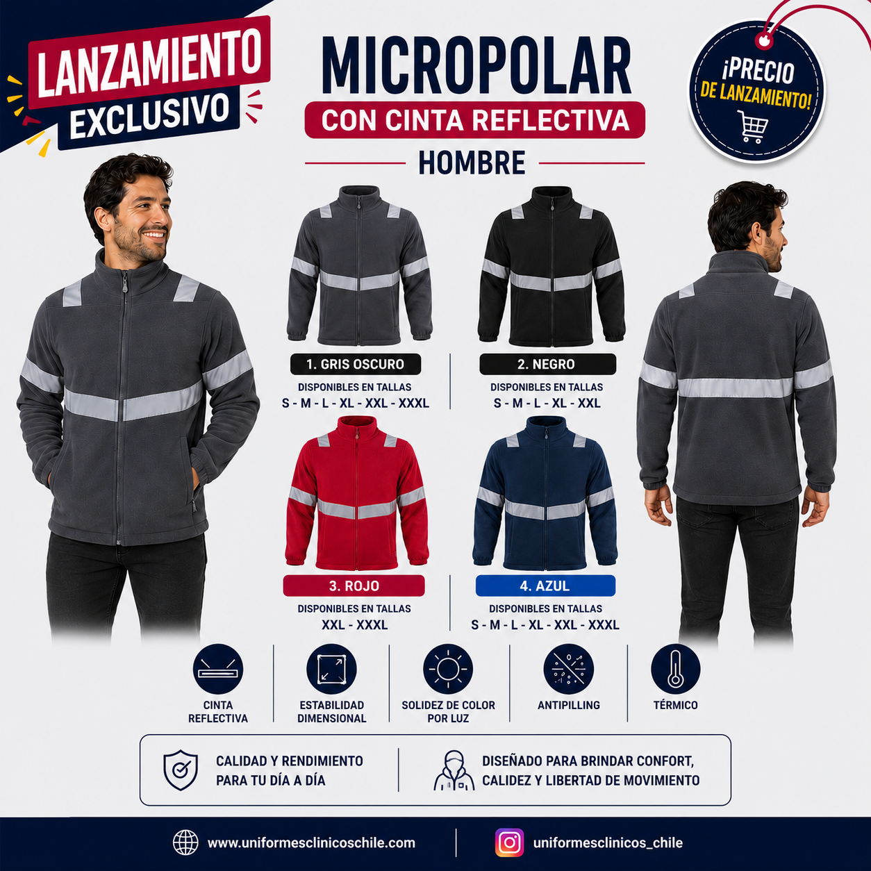 Micropolar Con Cinta Reflectiva Hombre
