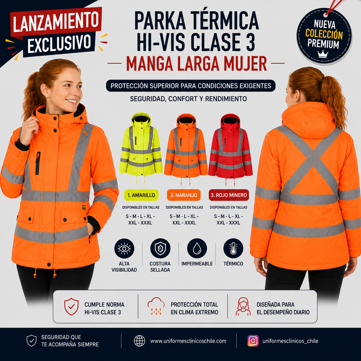 Parka Térmica Hi-Vis Clase 3 Manga Larga Mujer