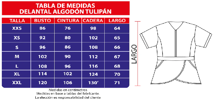 Delantal Tulipán elasticado de Algodón